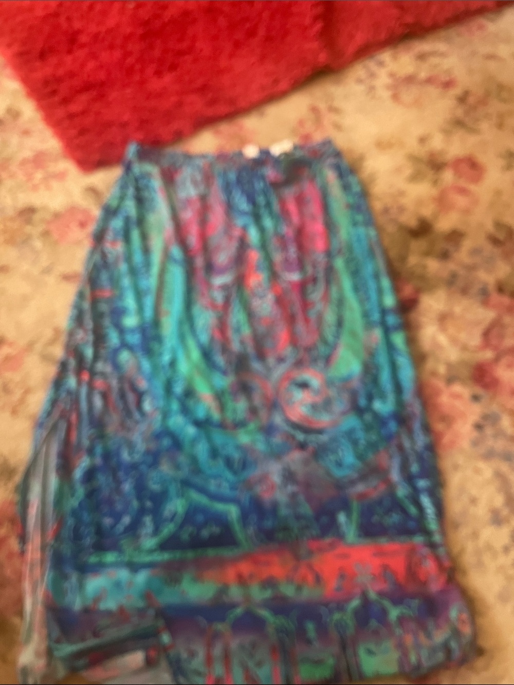 Chico's Teal, Blue & Pink Paisley Maxi Skirt